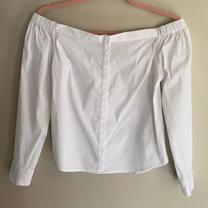 Express Off The Shoulder Essential Shirt - White - XS